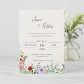 エレガントな水彩画の野生の花のフローラルウェディング 招待状 (スタンド正面)