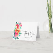 エレガントな水彩画の野生の花の植物学的な結婚式 サンキューカード (正面)