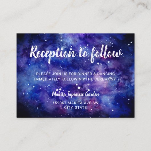 エレガントな水彩画の銀河星空夜のカリグラフィー エンクロージャーカード (正面)