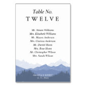 エレガントな水彩画の青い山のゲスト名 テーブルナンバー (裏面)