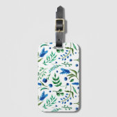 エレガントな水彩画の青い花柄|の荷物のラベル ラゲッジタグ (正面縦)
