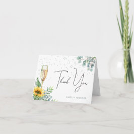 エレガントな水彩画ひまわり花のウェディングシャワー サンキューカード
