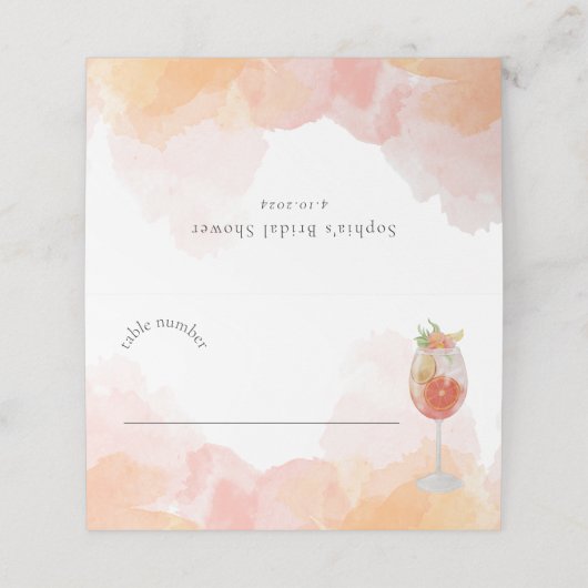 エレガントな水彩画アペロールスプリッツ ブライダルシャワー プレイスカード (外部開封)