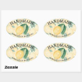 エレガントな水彩画イタリアンレモンと葉の手作り製品 楕円形シール (シート)