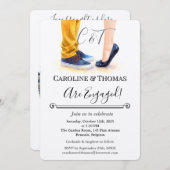 エレガントな水彩画カップルイラストエンゲージメント 招待状 (正面/裏面)