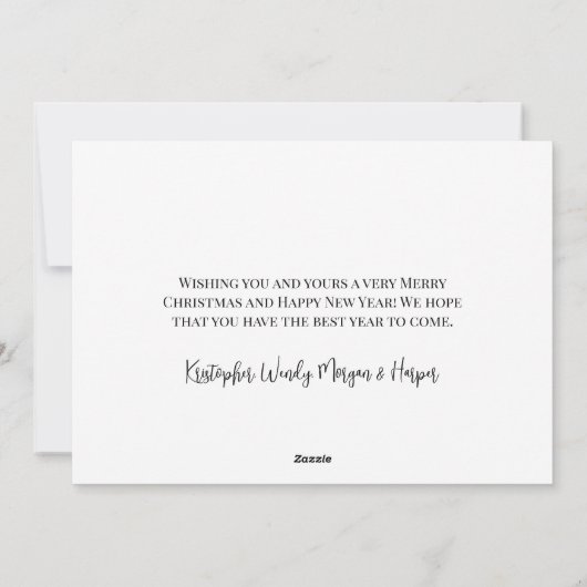 エレガントな水彩画シンプルなブラックアンドホワイトのクリスマス シーズンカード (裏面)