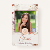 エレガントな水彩画スクリプトロゴ写真メイクアップ バッジ (正面)