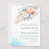 エレガントな水彩画ビーチウェディング招待状 招待状 (正面)