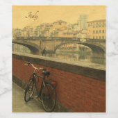 エレガントな水彩画フィレンツェ ポンテ ヴェッキオ ワインラベル (シングルラベル)