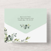 エレガントな水彩画ユーカリグリーンウェディング オールインワン招待状 (裏面)