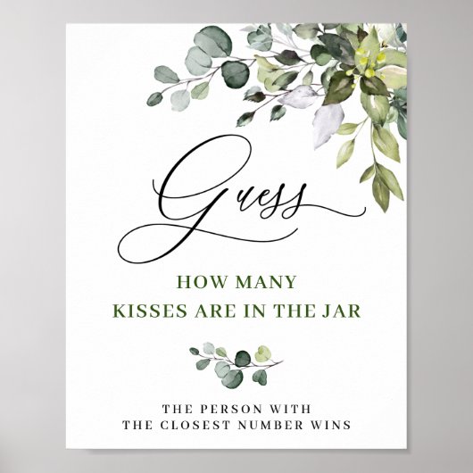 エレガントな水彩画ユーカリ ブライダルシャワーポスター ポスター (正面)