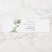 エレガントな水彩画ユーカリ ブライダルシャワー カスタム ペットボトルラベル (シングルラベル)