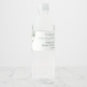 エレガントな水彩画ユーカリ ブライダルシャワー カスタム ペットボトルラベル (正面)