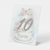 エレガントな水彩画 ウェディングケーキ テーブルサイン (正面)