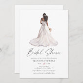 エレガントな水彩画 ウェディングドレス ブライズシャワー 招待状 (正面/裏面)