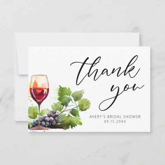 エレガントな水彩画 サンクス ワインチェック クラシック サンキューカード (正面)