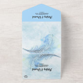 エレガントな水彩画 ネイビーブルー クラシカル モダン ウェディング オールインワン招待状 (外側)