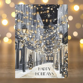 エレガントな水彩画 ブラックゴールド ハッピーホリデー シーズンカード