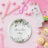 エレガントな水彩画 ユーカリグリーン パーティー ペーパープレート (パーティー)