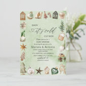 エレガントな水彩画 外は寒いよ 赤ちゃん歓迎会 招待状 (スタンド正面)