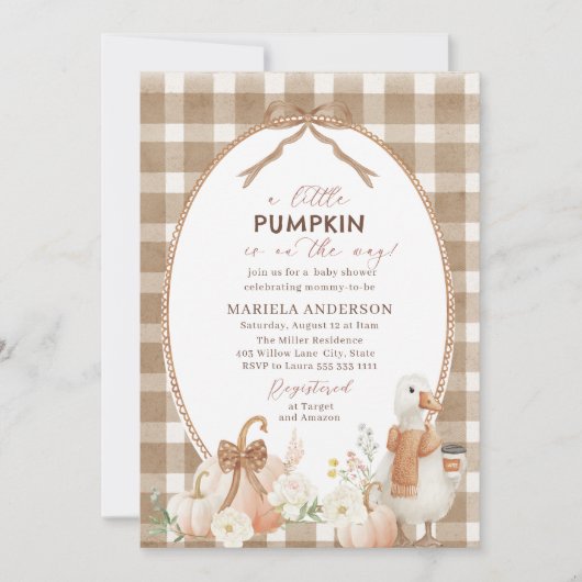 エレガントな水彩画 小さなかぼちゃの招待状 招待状 (正面)