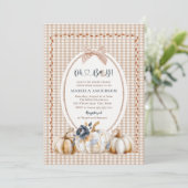 エレガントな水彩画 小さなかぼちゃ ああ、男の子  赤ちゃん 招待状 (スタンド正面)