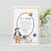 エレガントな水彩画 小さなかぼちゃ ああ、男の子  赤ちゃん 招待状 (スタンド正面)