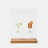 エレガントな水彩画　彼の彼女のシグネチャードリンク　ウェディング アクリルサイン (正面)