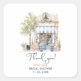 エレガントな水彩画 彼女はオイ ピンクの花 ブリダ スクエアシール