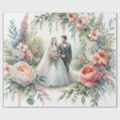 エレガントな水彩結婚式の包装紙 ラッピングペーパー (フラット)