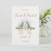 エレガントな水彩結婚式招待状 招待状 (スタンド正面)