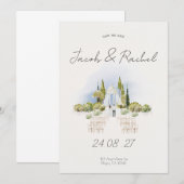 エレガントな水彩結婚式招待状 招待状 (正面/裏面)