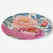 エレガントな水彩芍薬の花のウェディング ペーパープレート (アングル)