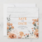 エレガントな水彩花と木の結婚式のスクエアカード セーブザデート (裏面)