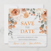 エレガントな水彩花と木の結婚式のスクエアカード セーブザデート (正面)
