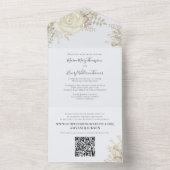 エレガントな水彩花のイボリー写真QRコード オールインワン招待状 (内側)