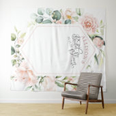 エレガントな水彩花のウェディングシャワーの背景 タペストリー (インサイチュ(横))