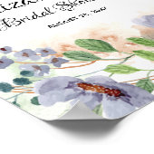 エレガントな水彩花のウェディングシャワーサイン ポスター (角)