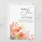 エレガントな水彩花のウェディングシャワー 招待状 (正面)