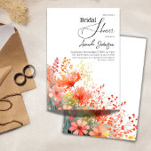 エレガントな水彩花のウェディングシャワー 招待状