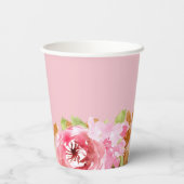 エレガントな水彩花のウェディングシャワー 紙コップ (裏面)