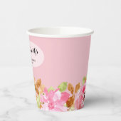 エレガントな水彩花のウェディングシャワー 紙コップ (左)