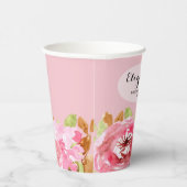 エレガントな水彩花のウェディングシャワー 紙コップ (右)