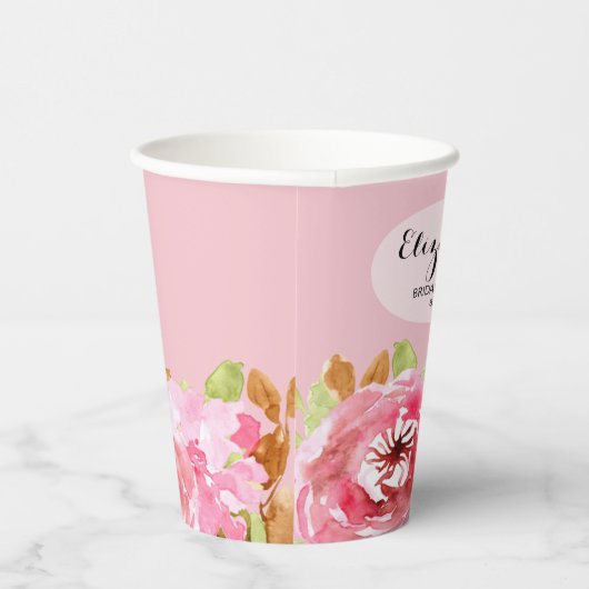 エレガントな水彩花のウェディングシャワー 紙コップ (右)