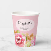 エレガントな水彩花のウェディングシャワー 紙コップ (正面)