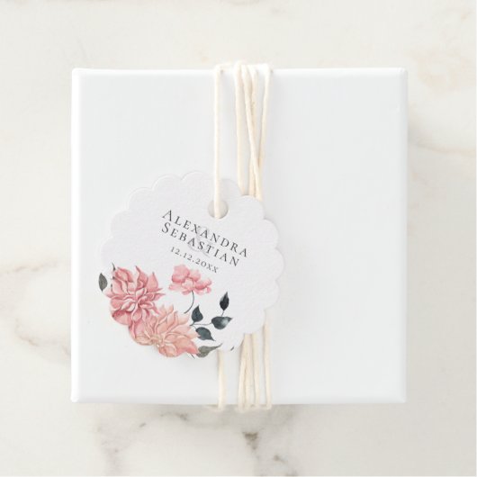 エレガントな水彩花のウェディング フェイバータグ (インサイチュ)