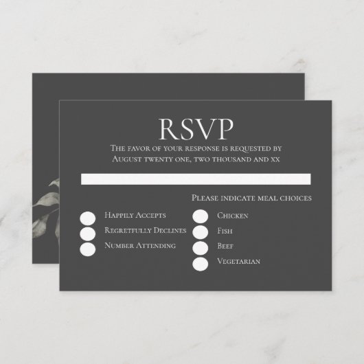 エレガントな水彩花のウェディング 招待状 (正面/裏面)