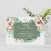 エレガントな水彩花のカップル ベビーシャワー 招待状 (スタンド正面)