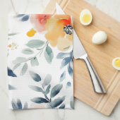 エレガントな水彩花のデザイン キッチンタオル (四つ折り)