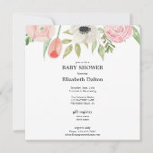 エレガントな水彩花のニュートラルベビーシャワー 招待状 (正面)
